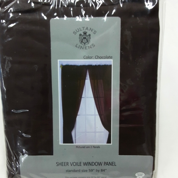Sultan's Linens Sheer Voile Window 4 Panels Choclate Brown 59"X 84" Rod Pocket - Picture 1 of 3
